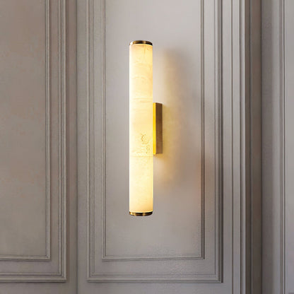 Modern Marble LED Wall Sconce Light, Copper Finish Minimalist Wall Lamp