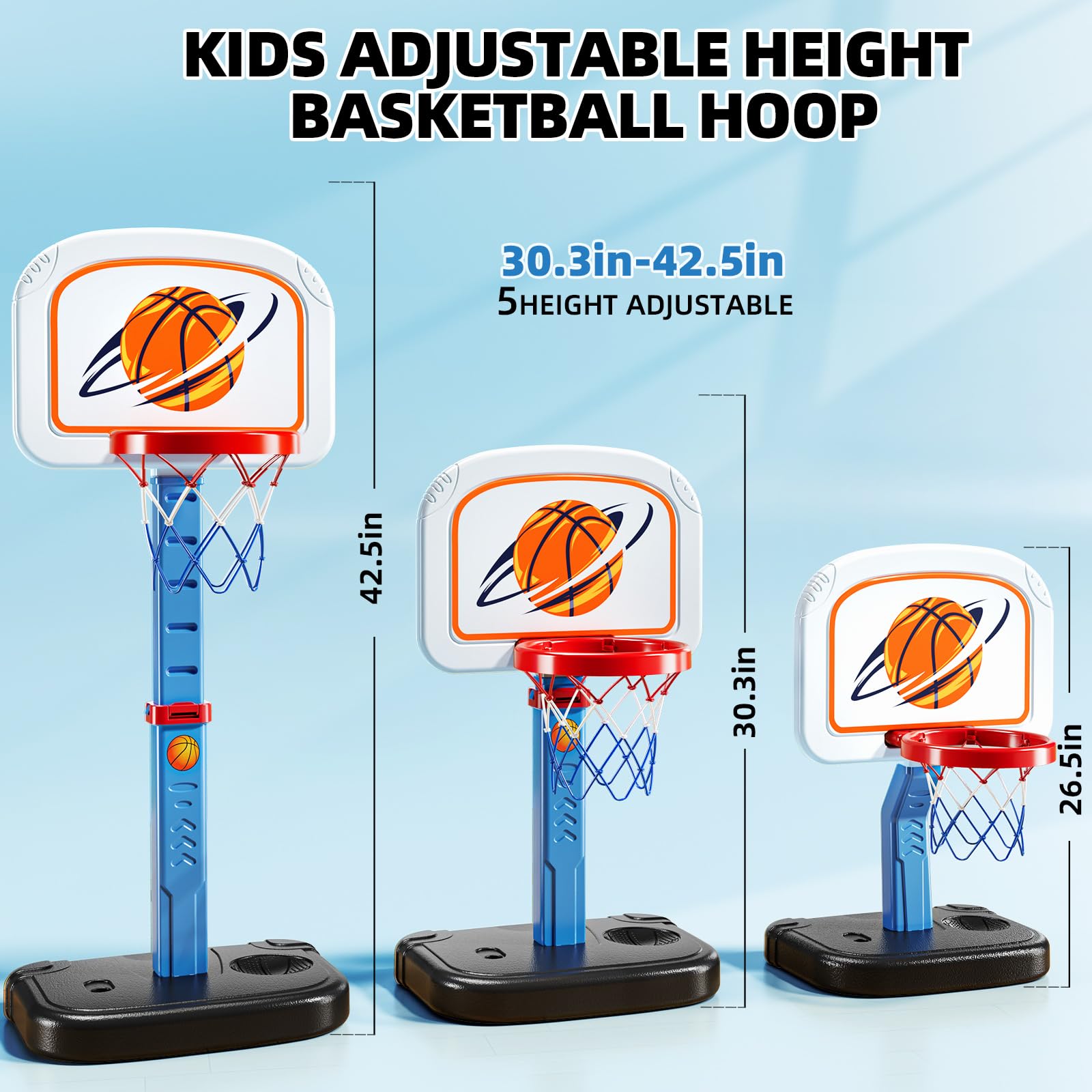 Swimming Pool Basketball Hoop – Adjustable with 4 Balls for Kids Ages 3–8