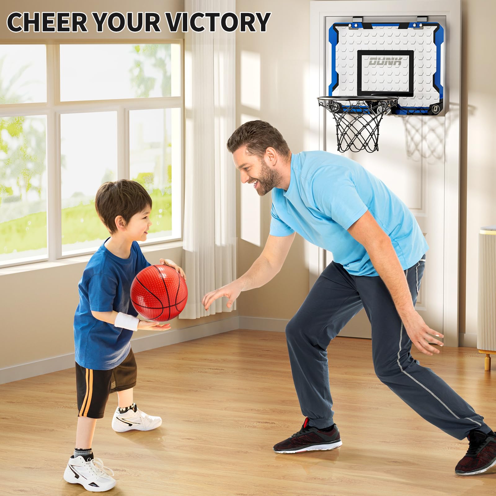 Over-the-Door Mini Basketball Hoop – Includes 4 Balls, for Kids Ages 5–12+