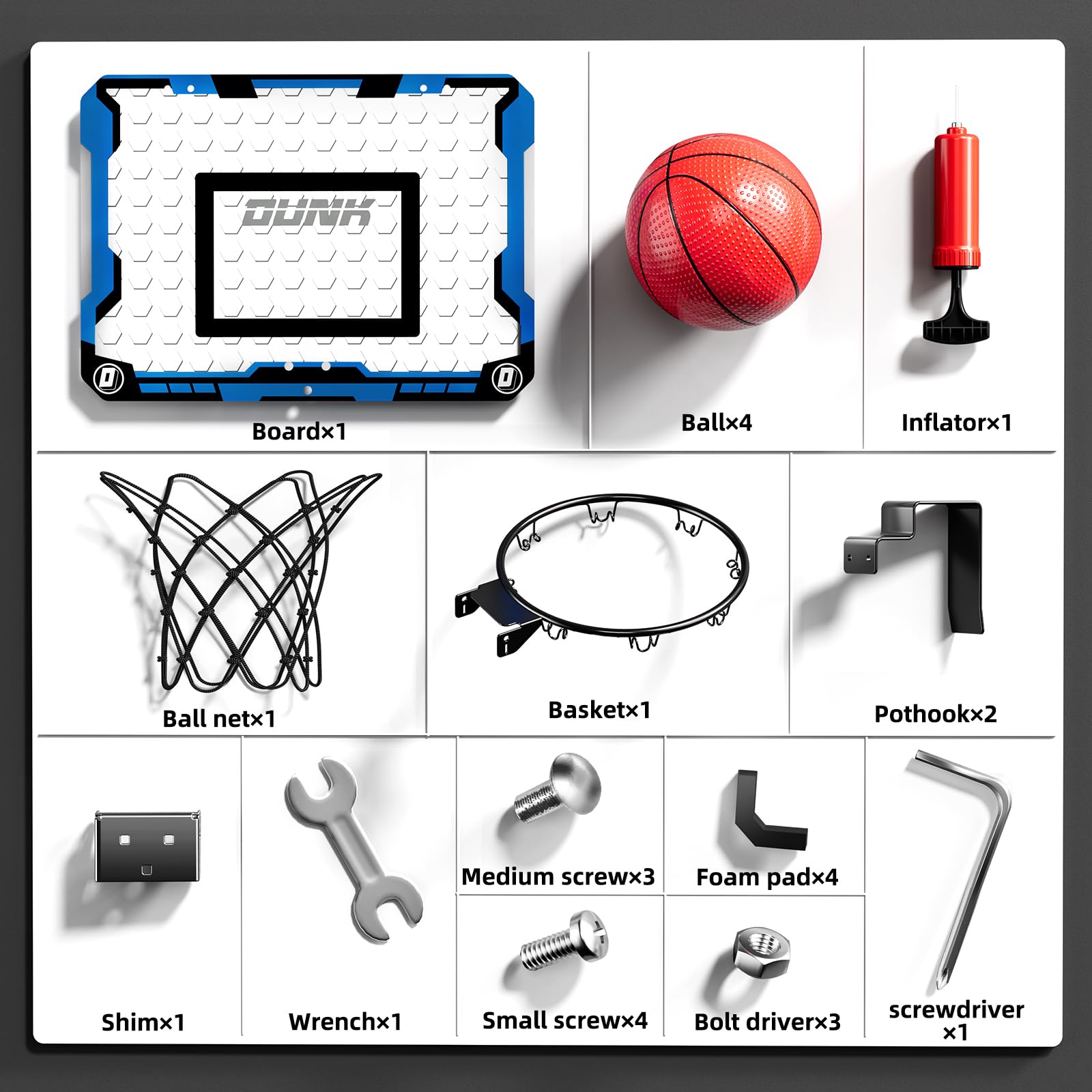 Over-the-Door Mini Basketball Hoop – Includes 4 Balls, for Kids Ages 5–12+