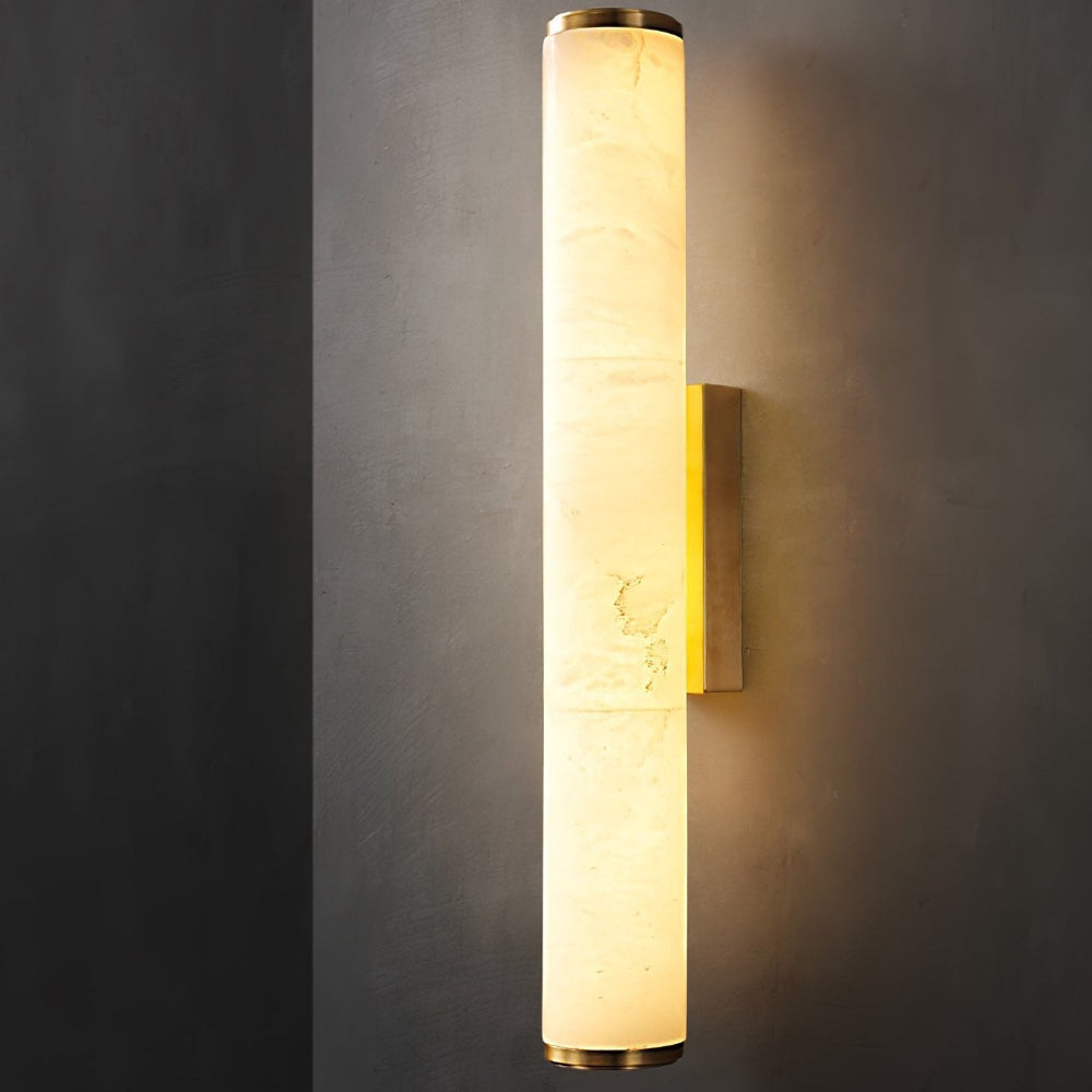 Modern Marble LED Wall Sconce Light, Copper Finish Minimalist Wall Lamp