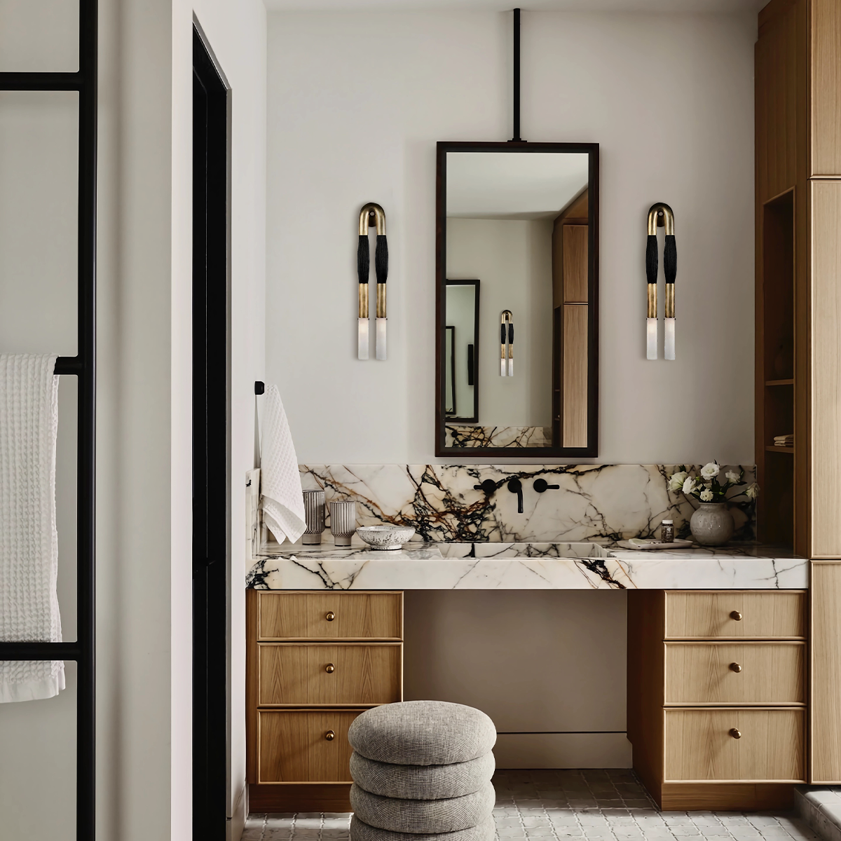 Modern Brass and Glass Wall Sconce