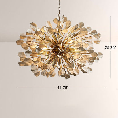Modern Ceramic Leaf Chandelier Brass