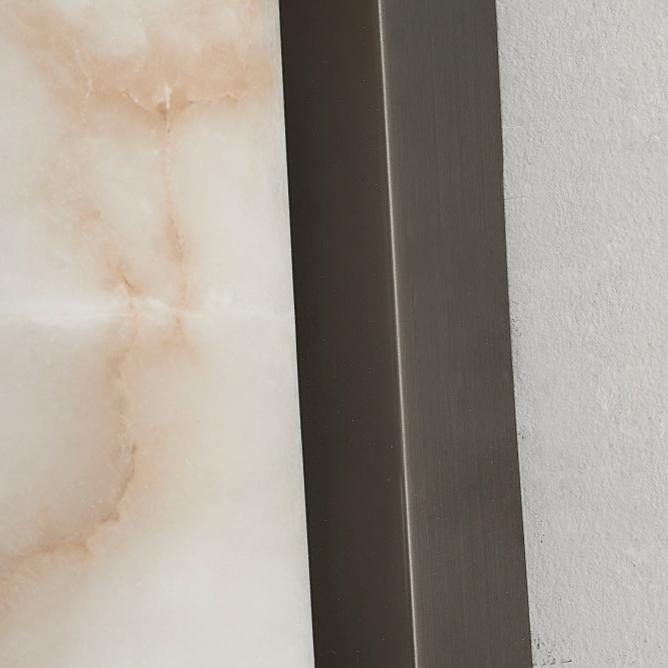 Modern Marble LED Wall Sconce Light, Copper Finish Minimalist Wall Lamp