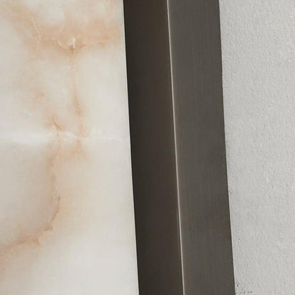 Modern Marble LED Wall Sconce Light, Copper Finish Minimalist Wall Lamp