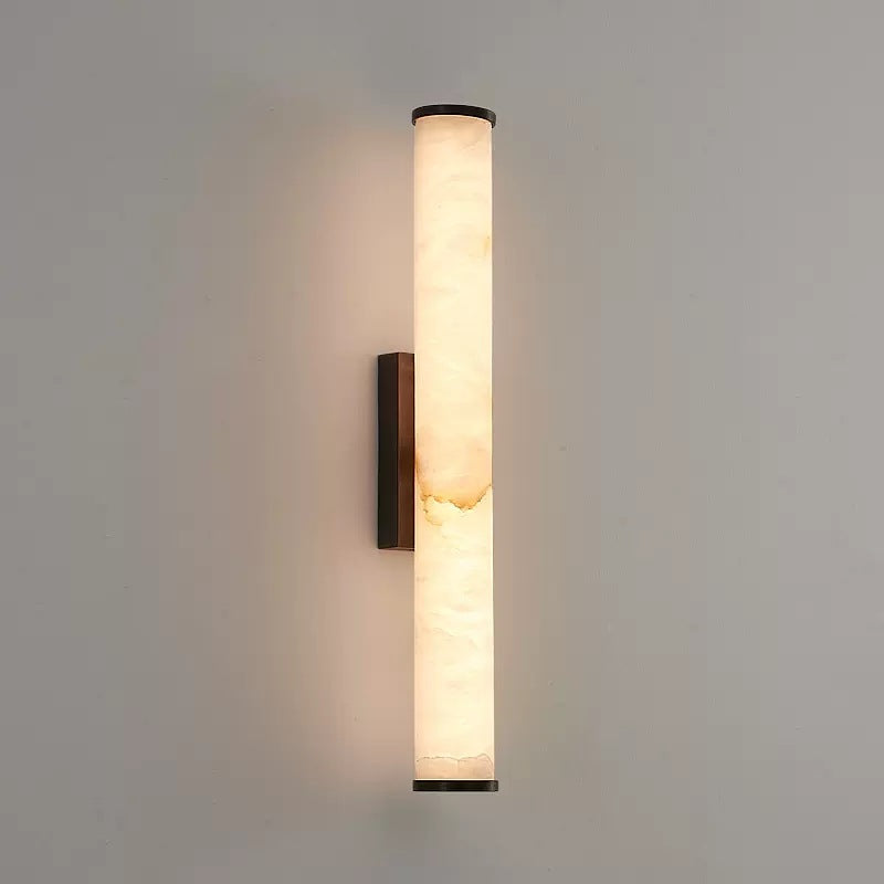 Modern Marble LED Wall Sconce Light, Copper Finish Minimalist Wall Lamp