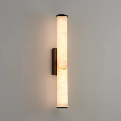 Modern Marble LED Wall Sconce Light, Copper Finish Minimalist Wall Lamp