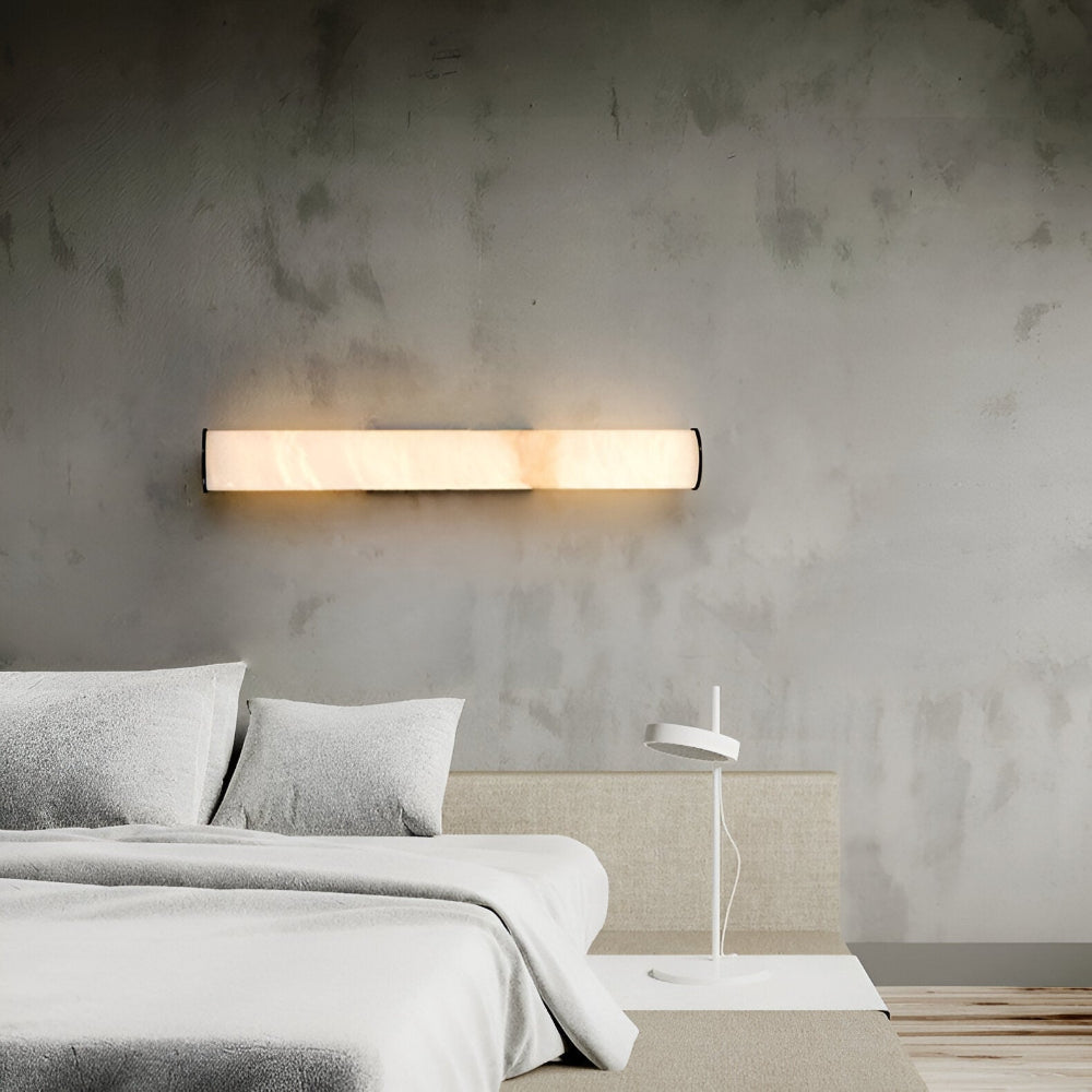 Modern Marble LED Wall Sconce Light, Copper Finish Minimalist Wall Lamp