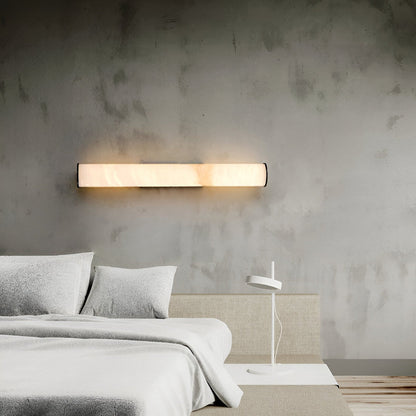 Modern Marble LED Wall Sconce Light, Copper Finish Minimalist Wall Lamp