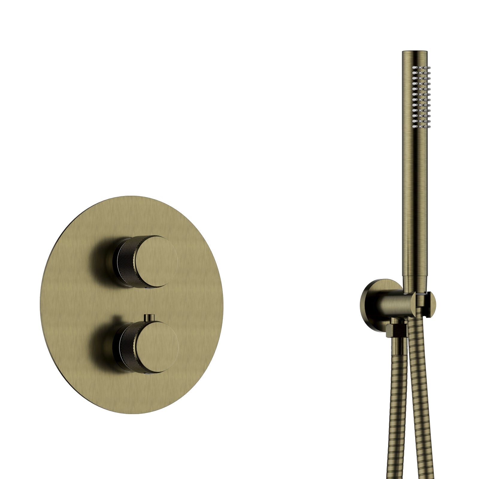 Pluvia Brushed Antique Brass Thermostatic Concealed Shower Set