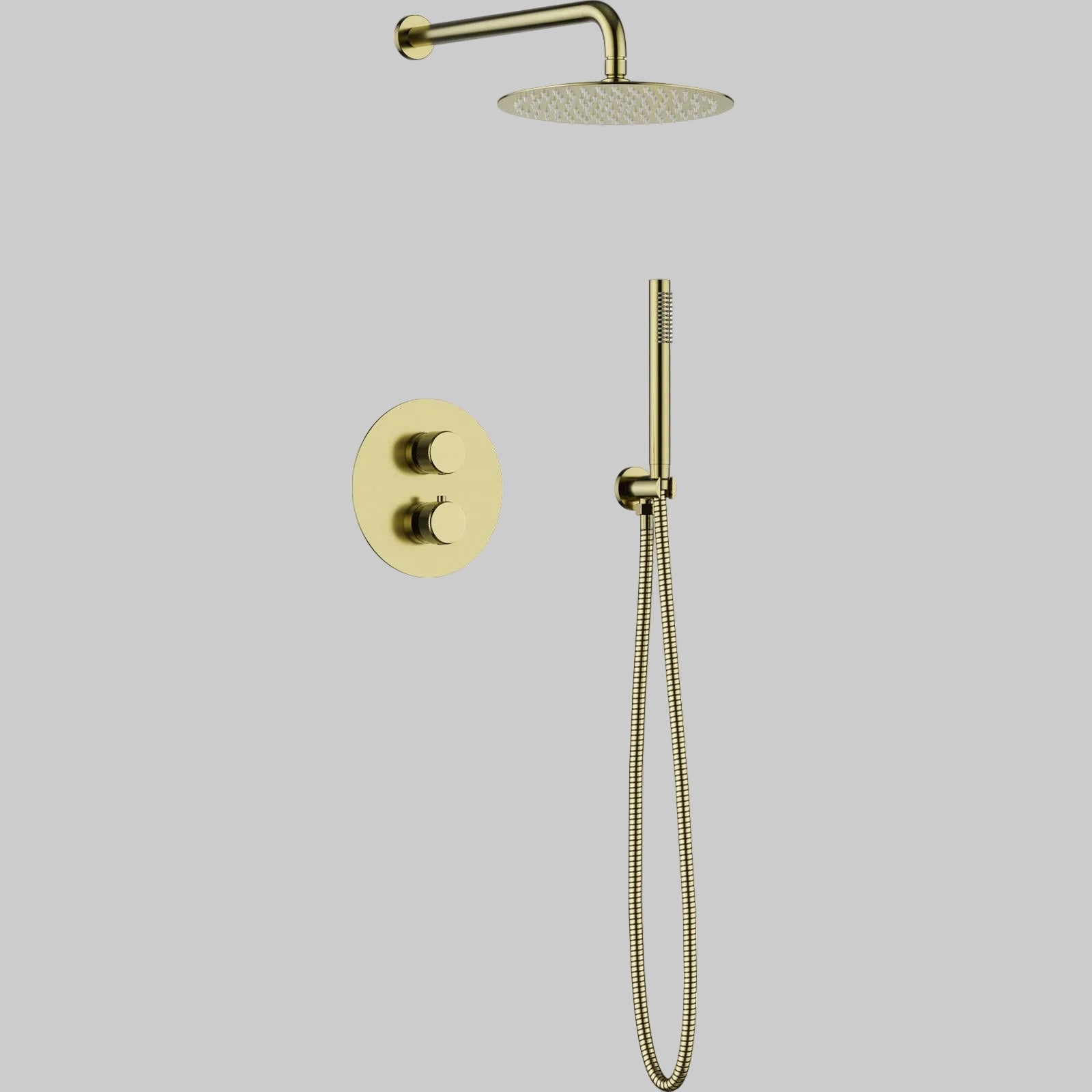 Pluvia Brushed Brass Thermostatic Concealed Shower Set
