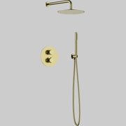 Pluvia Brushed Brass Thermostatic Concealed Shower Set