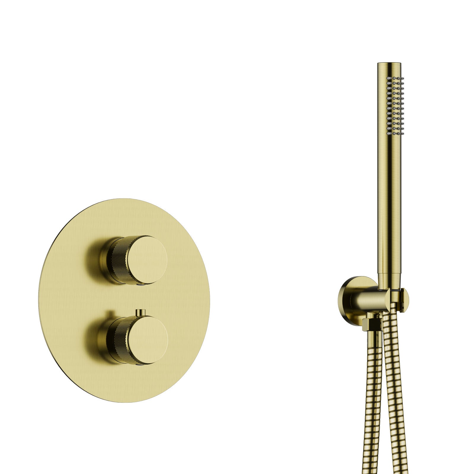 Pluvia Brushed Brass Thermostatic Concealed Shower Set
