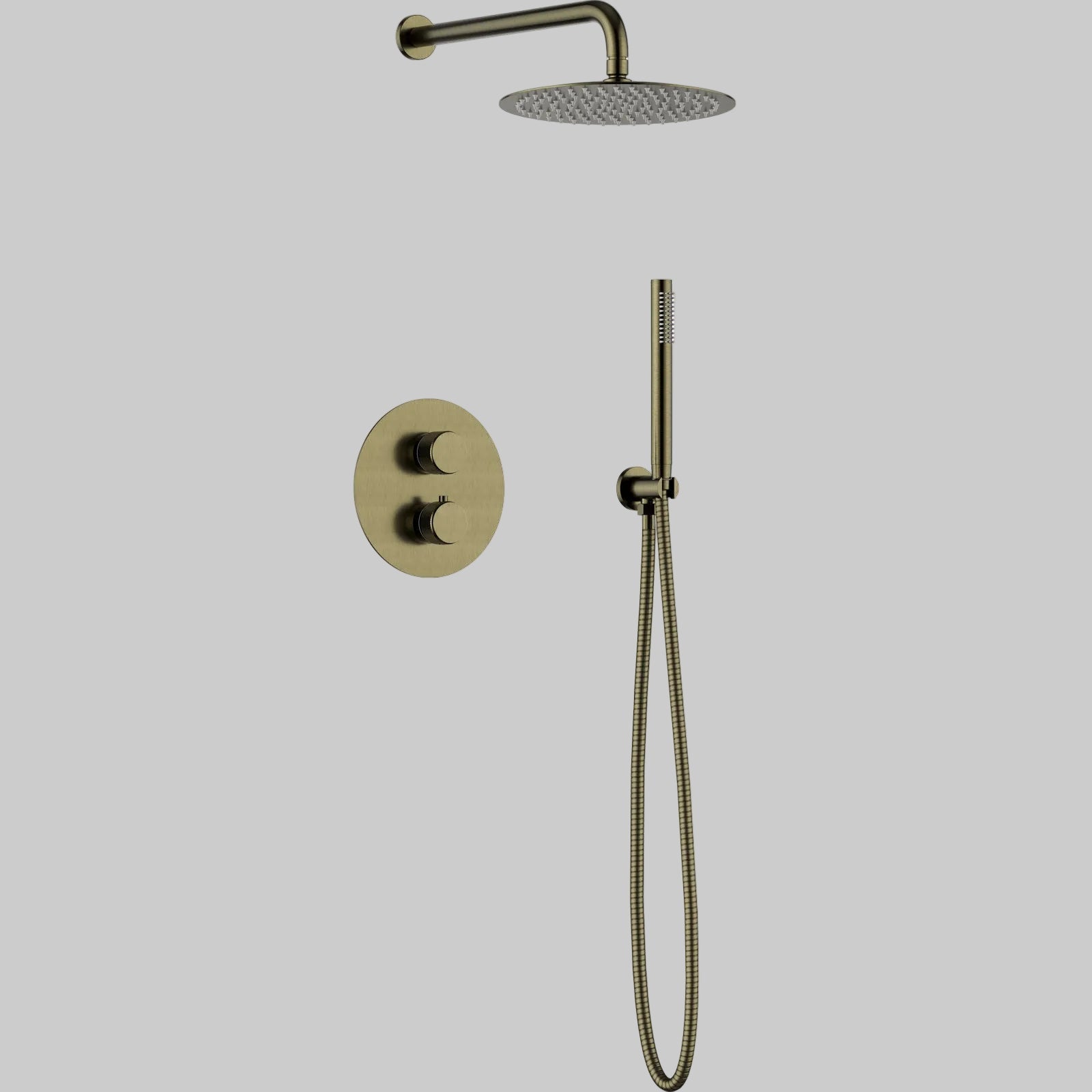 Pluvia Brushed Antique Brass Thermostatic Concealed Shower Set